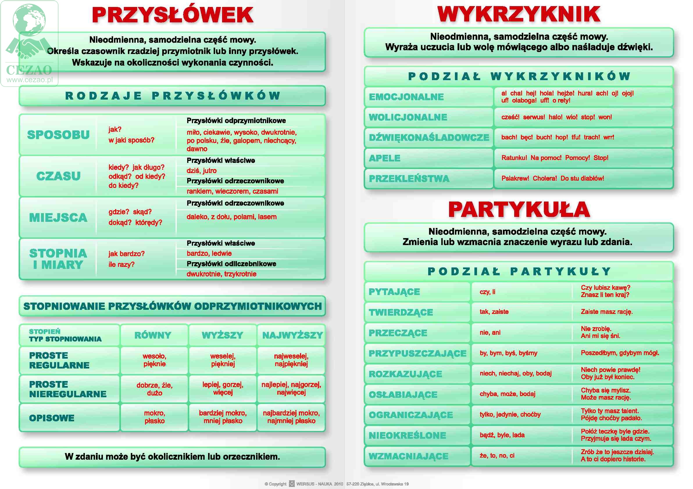 JĘZYK POLSKI: Fleksja – plansze A1 Cezao.pl