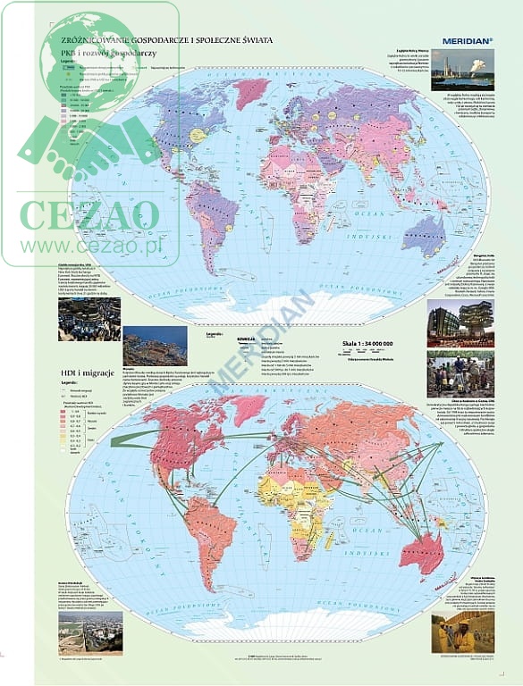 Zróżnicowanie gospodarcze i społeczne świata - mapa ścienna 200 x 150