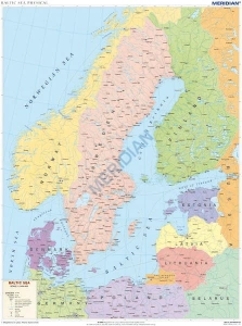 Baltic Sea political - mapa ścienna w języku angielskim 120x160