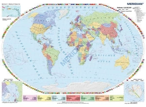Welt politisch - ścienna mapa polityczna świata w języku niemieckim 200 x 150 