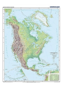 Ameryka Północna i Środkowa - ścienna mapa fizyczna 150 x 200 cm