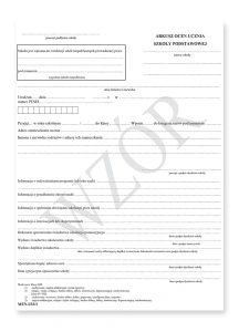 Arkusz ocen wypełniany ręcznie dla uczniów szkoły podstawowej dla dzieci i młodzieży (MEN-I/33/1) 