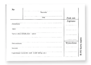 Karta biblioteczna (PU-B-192, karton)