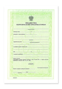 Świadectwo ukończenia kursu kwalifikacyjnego