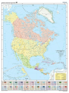 Ameryka Północna i Środkowa - ścienna mapa polityczna 150 x 200 cm