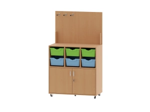 Stolik meblowy z szafką i pojemnikami na drukarkę 3D na kółkach