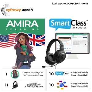 Pracownia językowa Smartclass 10 + moduł nauki czytania AI AMIRA 100 uczniów na 1 rok