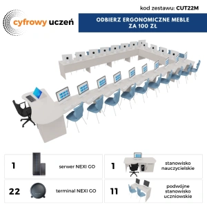 Pracownia Terminalowa AI Ultra Silence NEXINEO 22 stanowiska + komplet mebli ergonomicznych z krzesłami za 100 zł