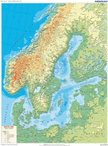 Baltic Sea physical - mapa ścienna w języku angielskim 150x200