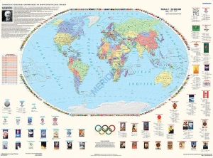 Olimpiady na mapie świata - idea olimpijska (stan na 2014 r.) - mapa ścienna 160x120
