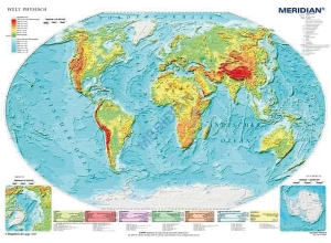 Welt physisch - ścienna mapa fizyczna świata w języku niemieckim 200 x 150 