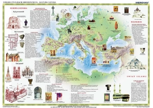 Wielkie cywilizacje średniowiecza - kultura i sztuka - mapa ścienna 160x120