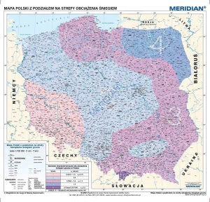 Mapa Polski z podziałem na strefy obciążenia śniegiem - mapa ścienna 130x120