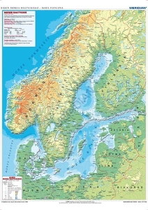 Kraje basenu Morza Bałtyckiego - mapa fizyczna 160x120
