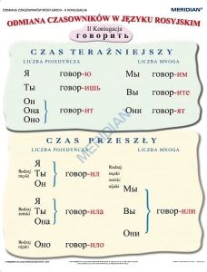 Gramatyka języka rosyjskiego - odmiana czasowników 2 koniugacji - ścienna plansza dydaktyczna 120x90