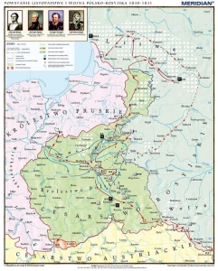 Powstanie listopadowe 1830-1831 - mapa ścienna 90x120