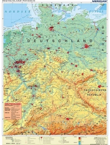 Deutschland physisch - mapa ścienna w języku niemieckim 120x160