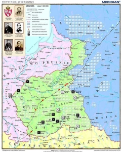 Powstanie styczniowe 1863-1864 - mapa ścienna 90x120