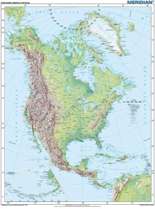 North America physical - mapa ścienna w języku angielskim 150 x 200 