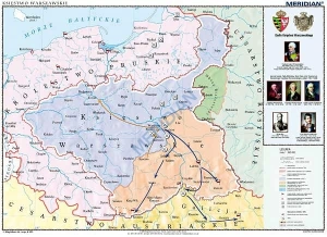 Księstwo Warszawskie w latach 1807-1815 - mapa ścienna 120x90