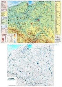 DUO Polska fizyczna z elementami ekologii / mapa hipsometryczna - dwustronna mapa ścienna