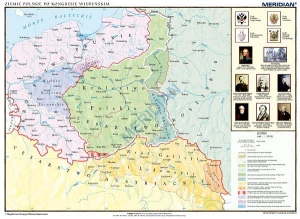 Ziemie polskie po kongresie wiedeńskim (1815 r.) - mapa ścienna 120x90