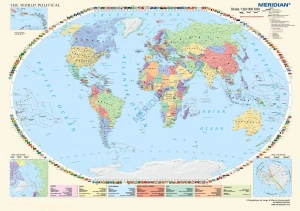 The world political (2017) - mapa ścienna w języku angielskim 200 x 150